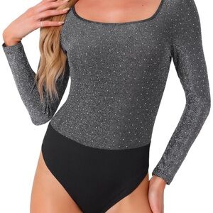 Elegant Black Glitter Bodysuit